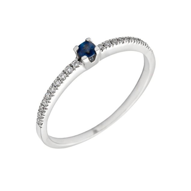 Imagen de Anillo Lyra Zafiro AAA Diamantes DF-VS1 Oro Blanco 18K