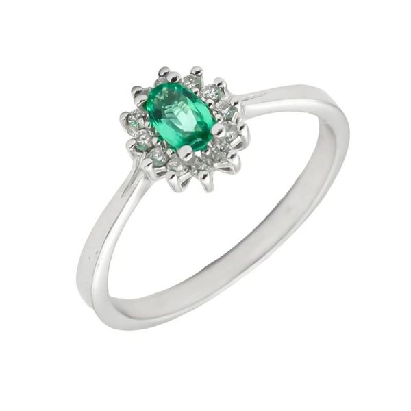 Imagen de Anillo Rose Esmeralda Diamantes G-VS Oro Blanco 18K