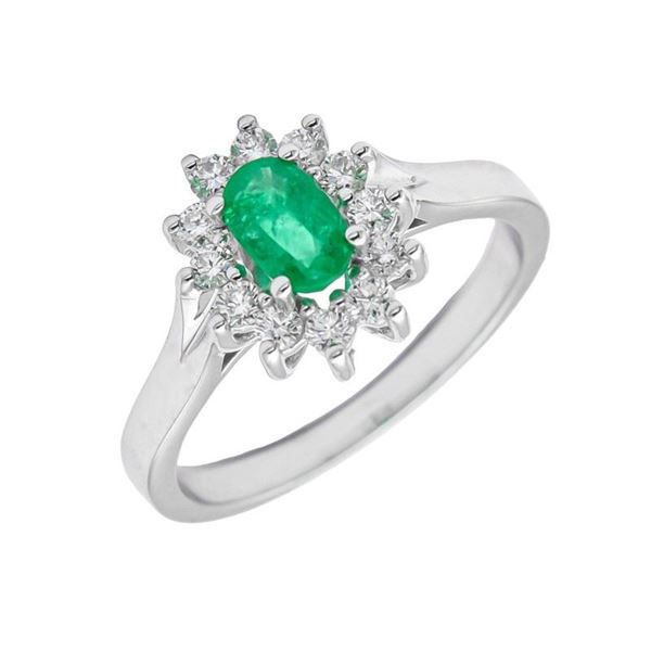 Imagen de Anillo Brenda Esmeralda Diamantes G-VS Oro Blanco 18K