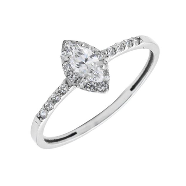 Imagen de Anillo Ophal Oro Blanco 18K