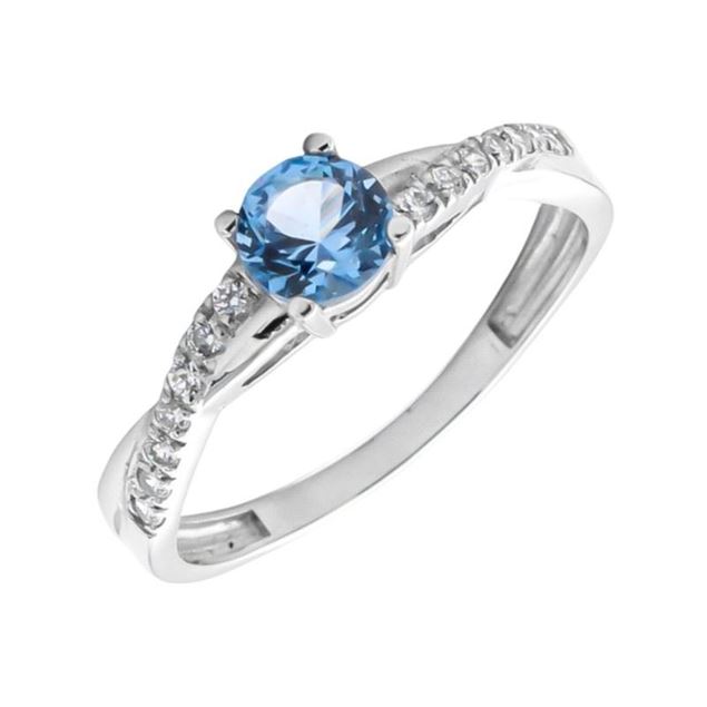 Imagen de Anillo Sidney Topacio Azul Oro Blanco 18K