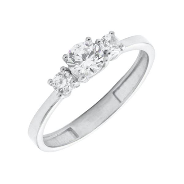 Imagen de Anillo Tresillo Oro Blanco 18K
