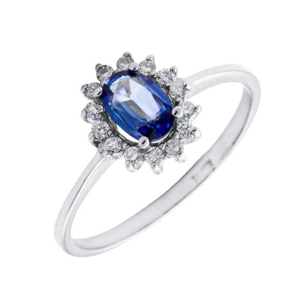 Imagen de Anillo Rosetón Zafiro Diamantes Oro Blanco 18K