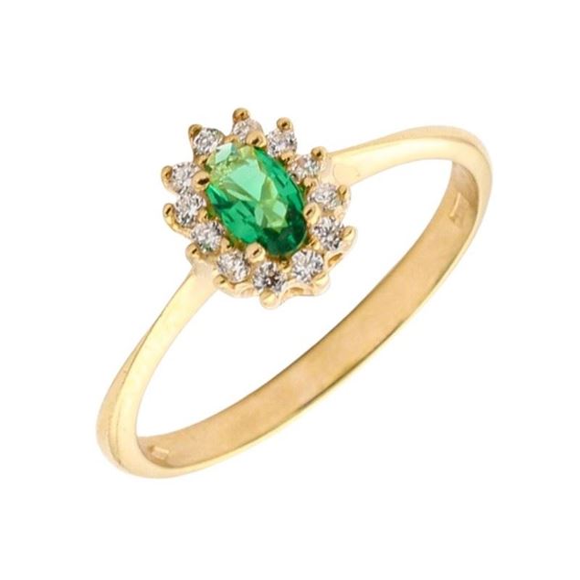 Imagen de Anillo Rosetón Esmeralda Oro 18K