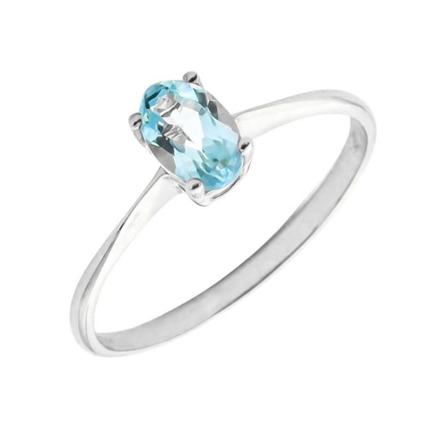 Imagen de Anillo Dayma Topacio Azul Oro Blanco 18K