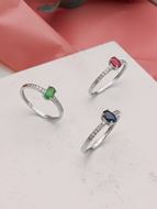 Imagen de Anillo Ovale Zafiro Diamantes Oro Blanco 18K