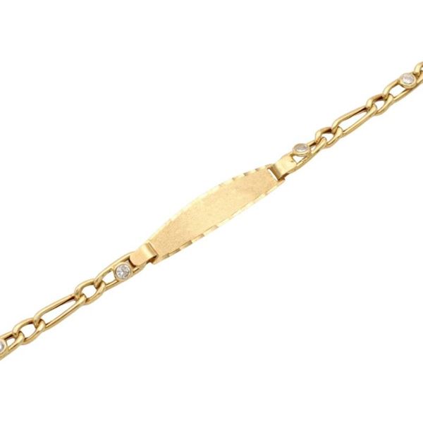 Imagen de Pulsera Esclava Fantasía Circonitas Oro 18K (Placa 29×6,8mm)