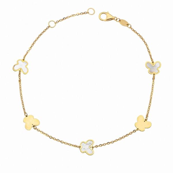 Imagen de Pulsera Mariposas Nácar Oro 18K