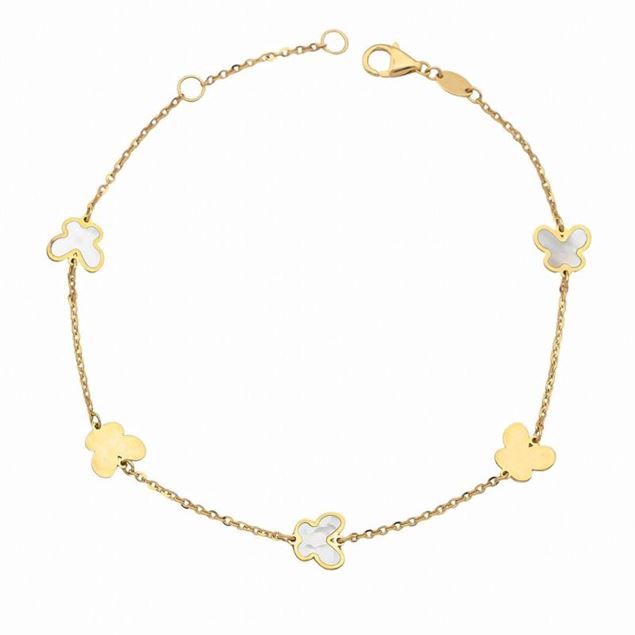 Imagen de Pulsera Mariposas Nácar Oro 18K