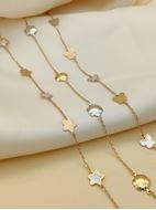 Imagen de Pulsera Flores Oro Bicolor 18K