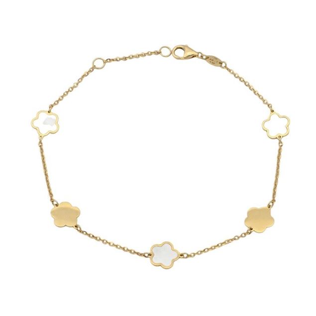 Imagen de Pulsera Flores Nácar Oro 18K