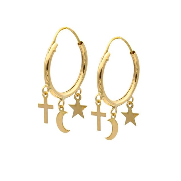 Imagen de Aros Multi Charms Oro 18K