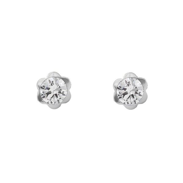 Imagen de Pendientes Flor Oro Blanco 18K