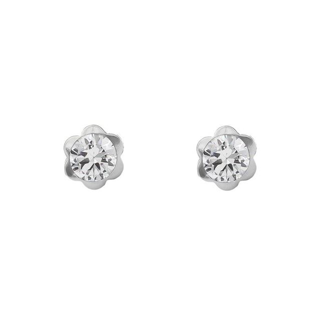 Imagen de Pendientes Flor Oro Blanco 18K