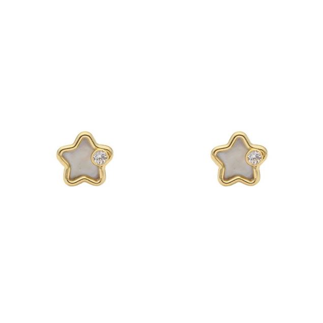Imagen de Pendientes Estrella Nácar Oro 18K