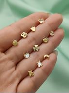 Imagen de Pendientes Estrella Nácar Oro 18K