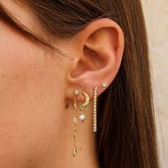 Imagen de Pendiente Mini Piedra Luna Plata Dorada