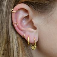 Imagen de Aros Multi Rombo Plata Dorada