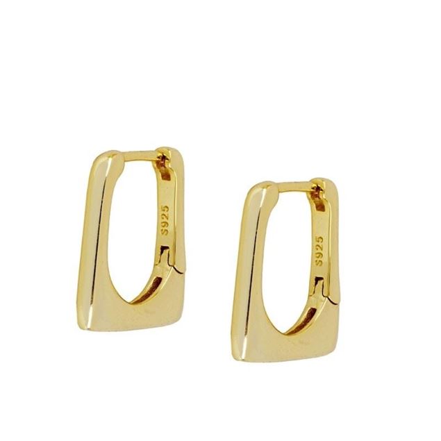 Imagen de Aros Rect Plata Dorada