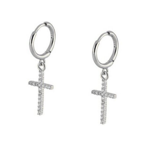 Imagen de Aros Cruz Bianca Plata