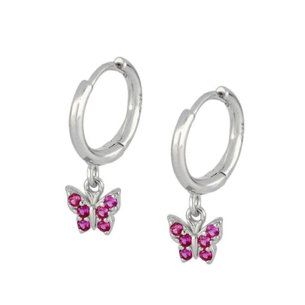 Imagen de Aros Mariposa Fucsia Plata