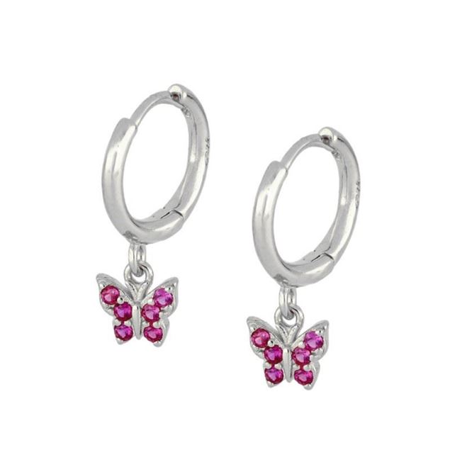 Imagen de Aros Mariposa Fucsia Plata
