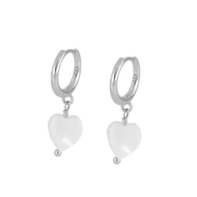 Imagen de Aros Corazón Nácar Plata
