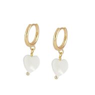 Imagen de Aros Corazón Nácar Plata Dorada