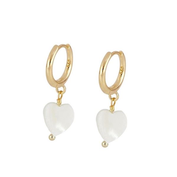 Imagen de Aros Corazón Nácar Plata Dorada