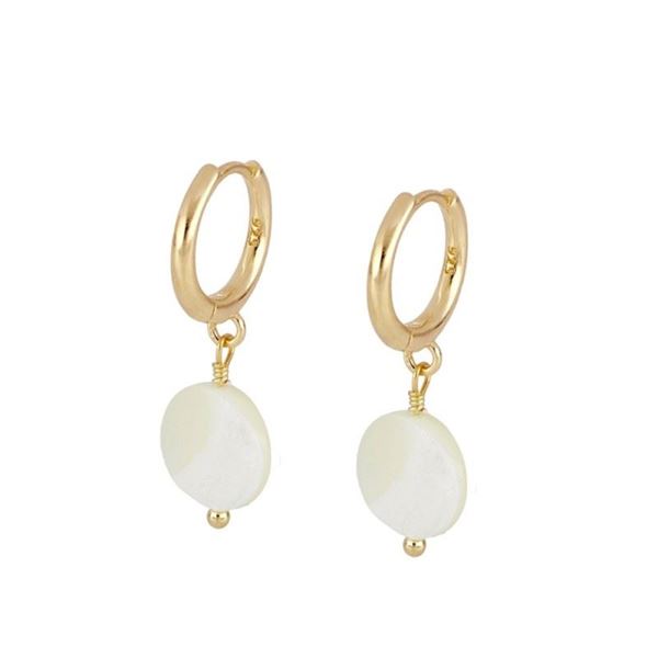 Imagen de Aros Round Nácar Plata Dorada