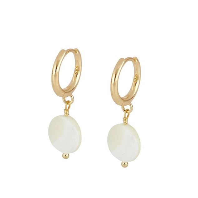 Imagen de Aros Round Nácar Plata Dorada