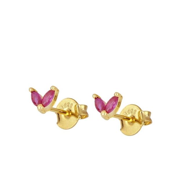Imagen de Pendientes Flea Fucsia Plata Dorada