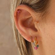 Imagen de Pendientes Flea Fucsia Plata Dorada