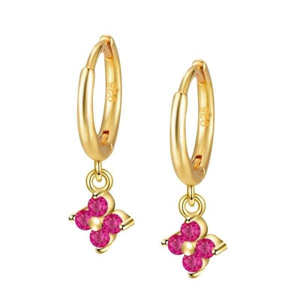 Imagen de Aros Glam Fucsia Plata Dorada