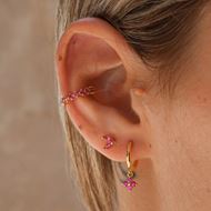 Imagen de Aros Glam Fucsia Plata Dorada
