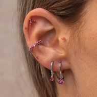 Imagen de Aros Dunia Fucsia Plata Dorada