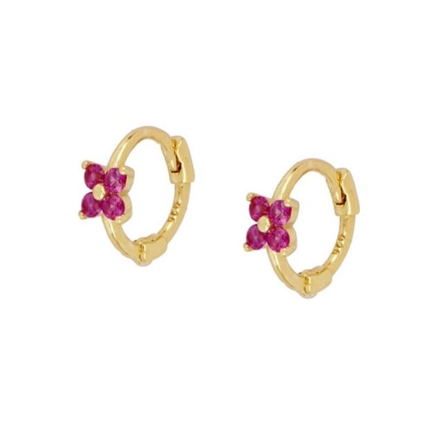 Imagen de Aros Link Fucsia Plata Dorada