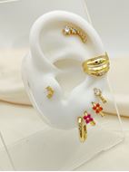 Imagen de Aros Link Fucsia Plata Dorada