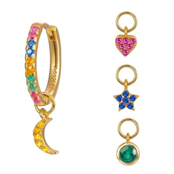 Imagen de Aros Multi Charms Colors Plata Dorada