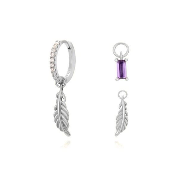 Imagen de Aros Multi Charms Pluma Plata