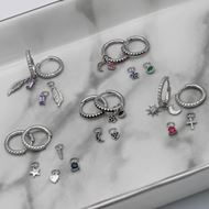 Imagen de Aros Multi Charms Pluma Plata