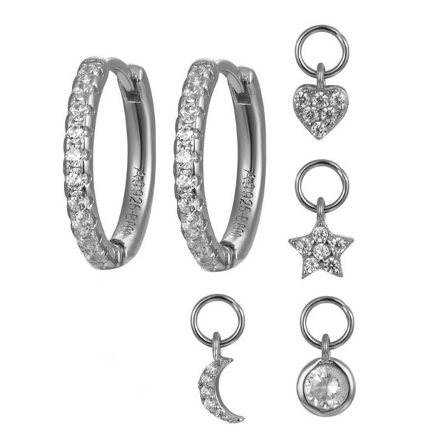 Imagen de Aros Multi Charms Circonita Plata