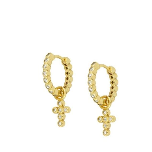 Imagen de Aros Cruz Eda Plata Dorada