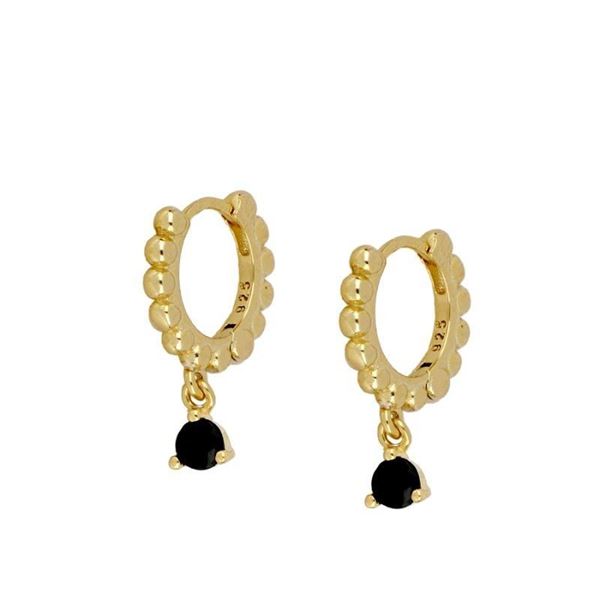 Imagen de Aros Dome Black Plata Dorada