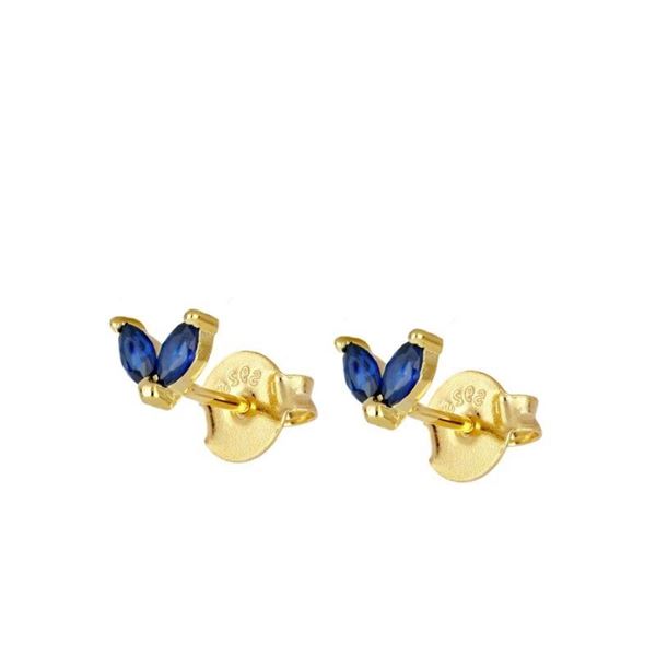 Imagen de Pendientes Flea Blue Plata Dorada
