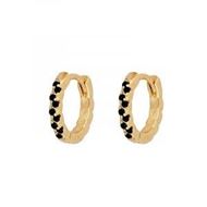 Imagen de Aros June Black Plata Dorada