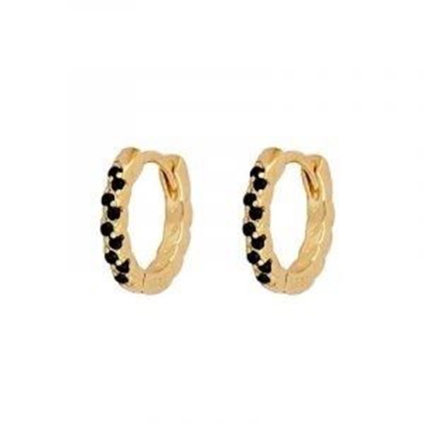 Imagen de Aros June Black Plata Dorada