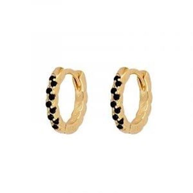 Imagen de Aros June Black Plata Dorada