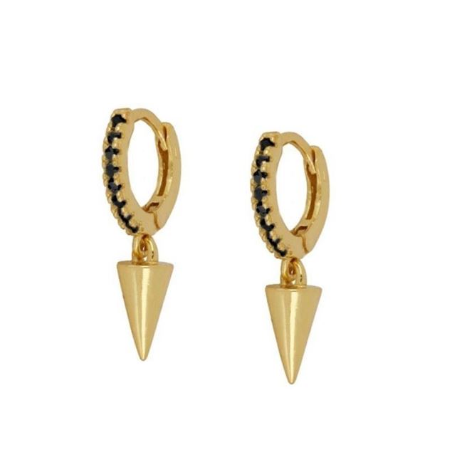 Imagen de Aros Cone Black Plata Dorada