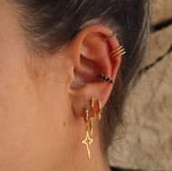 Imagen de Aros Spike Circonitas Plata Dorada